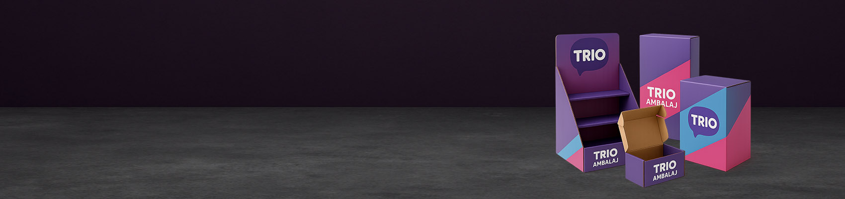 Dijital/offset baskılı özel üretim kutular ve stantlar — Trio Ambalaj